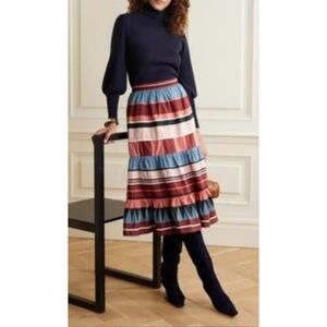 Ulla Johnson‎ Striped Simi Midi Length Skirt In Rose Size: M | US 6